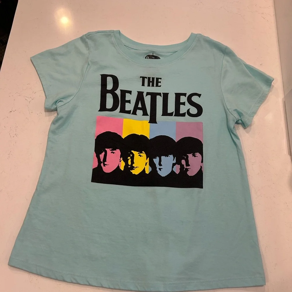 The Beatles Kids T-Shirt - Aqua with Colorful Graphic size 14-16